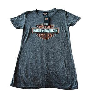 Harley Davidson Women’s M Short Sleeve Logo Tee Gray Orange Bar & Shield NWT
